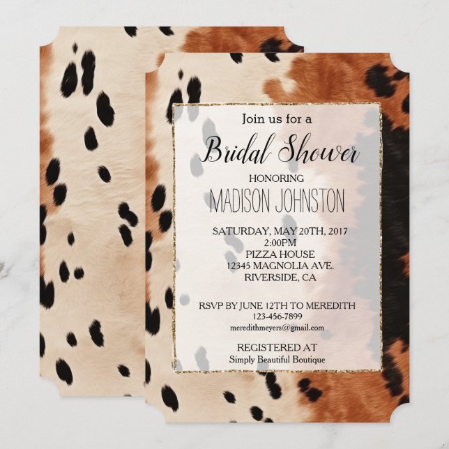 Brun Svart Krämfärgad Koxhide Inbjudningar (Fram/baksida)