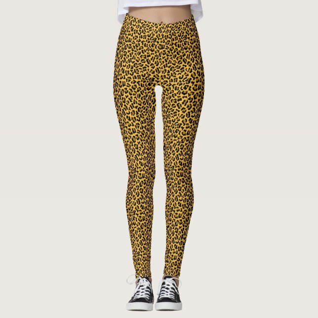 Brun svart leopardskinnsmönster leggings (Framsida)