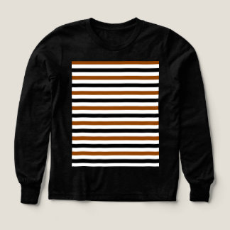 Brun svart och vit randig design t shirt