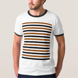 Brun svart och vit randig design t shirt
