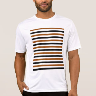 Brun svart och vit randig design t shirt