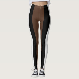Brun, svart och vitt rand leggings