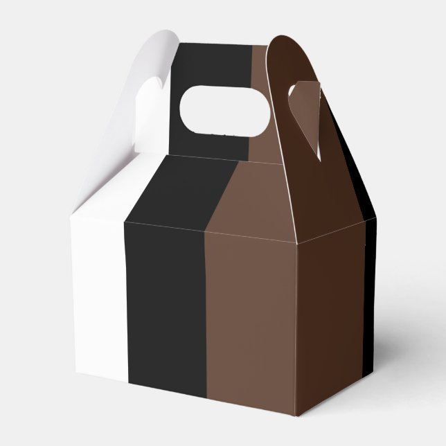 Brun, svart och vitt rand presentaskar (Framsidan Sidan)