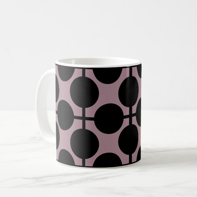 brun svart prickig rutig mode kaffemugg (Framsida vänster)