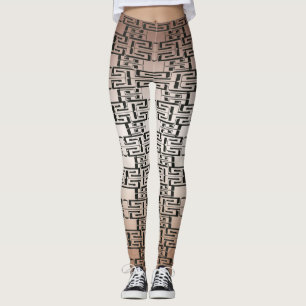 Brun svart som Interlocking abstrakt Leggings