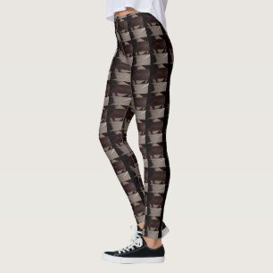 Brun svart upprepad geometri, rand eller trianglar leggings