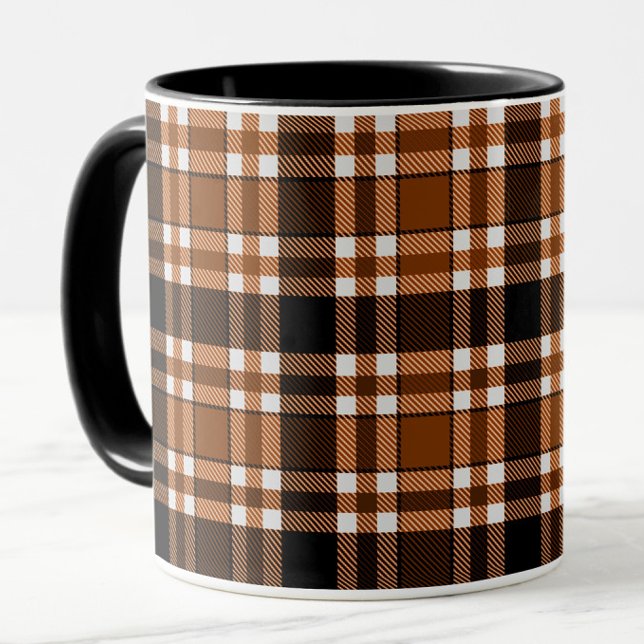 Brun Svart Vit Flanell Rutmönster Design  Mugg (Skapare uppladdad)