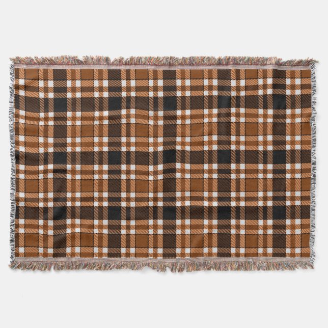 Brun Svart Vit Flanell Tartan Mönster Design  Filt (Framsidan)