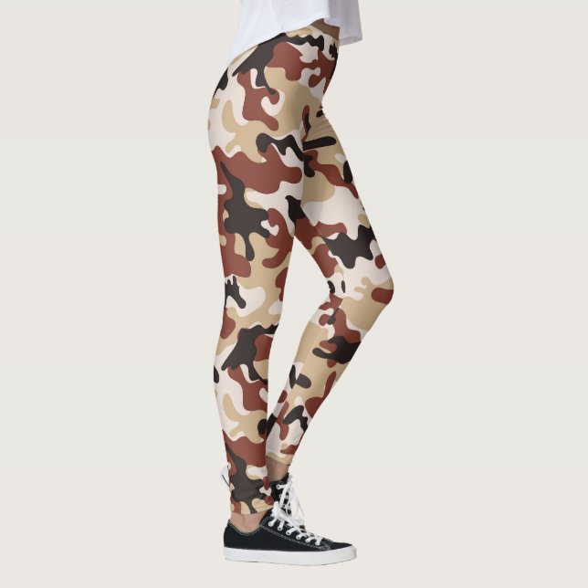 Brun, svart vit och beige kamouflage leggings (Höger)