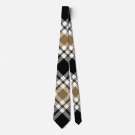 Brun, svart, vit Tartan Play Mönster Slips