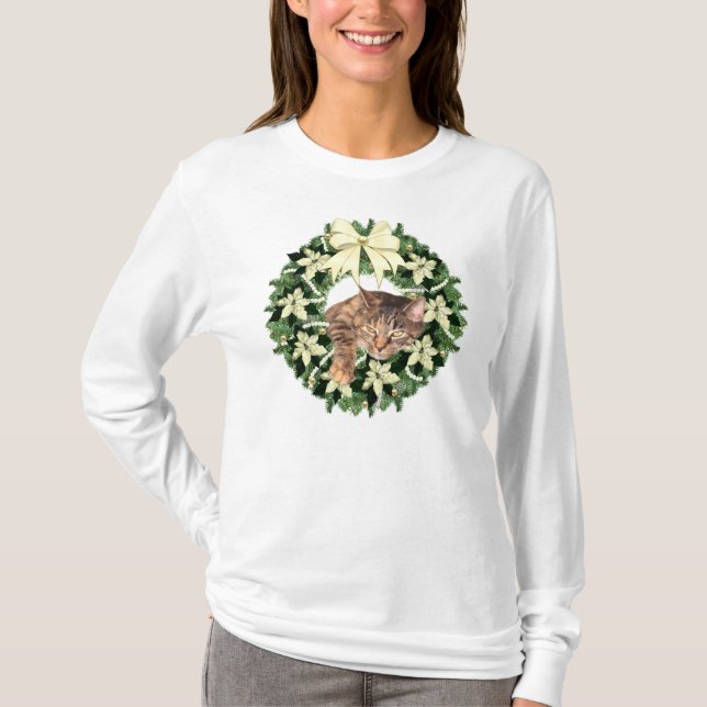 Brun tabbe jul tee shirt (Framsida)