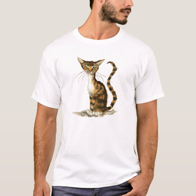 Brun tabby katt för smala t-shirt (Framsida)