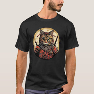Brun Tabby Katt Samuraj Rolig Husdjur Krigare T Shirt