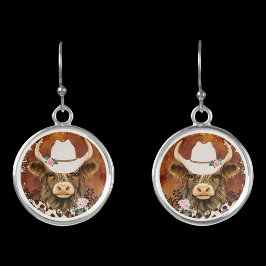 Brun Tan Cowhide Highland Cow Leopard Skriv ut Örhängen