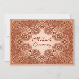 Brun, Tan Henna Mehndi Part Invitation 2 Inbjudningar