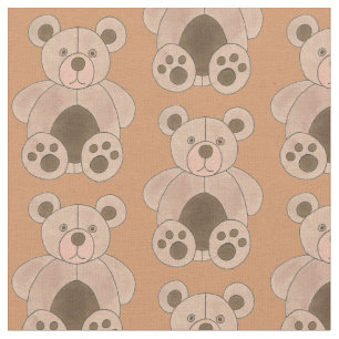 Brun Tan-Nalle Push Animal Leksak Skriv ut Tyg
