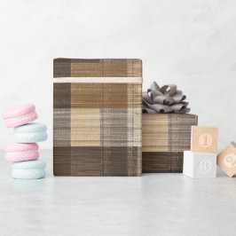 Brun Tan Rustik Trähus Rutig Mönster Presentpapper