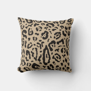 Brun Tan & Svart Gepard Leopard Djurtryck Kudde