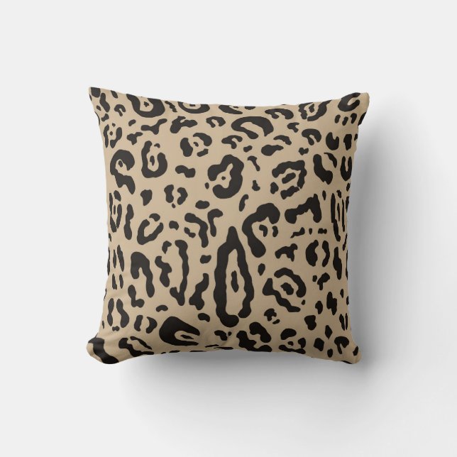 Brun Tan & Svart Gepard Leopard Djurtryck  Kudde (Framsida)