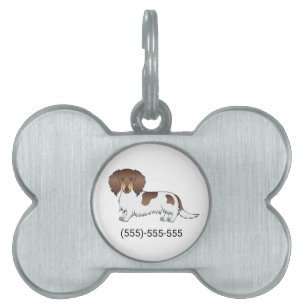 Brun & Tanfärgad Långhårig Dachshund & Nummer ID-bricka Husdjur
