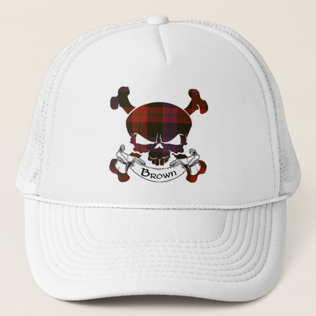 Brun Tartan Skullhatt Keps (Framsida)