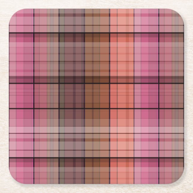 Brun tartan underlägg papper kvadrat (Framsidan)