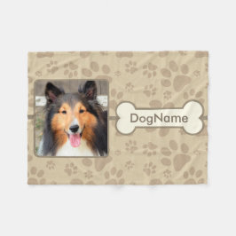 Brun tass avtryck för anpassningsbar för hundar fleecefilt