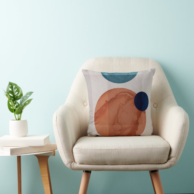 Brun, Teal och Nyanser av Grått Geometrisk Bauhaus Kudde (Stol)