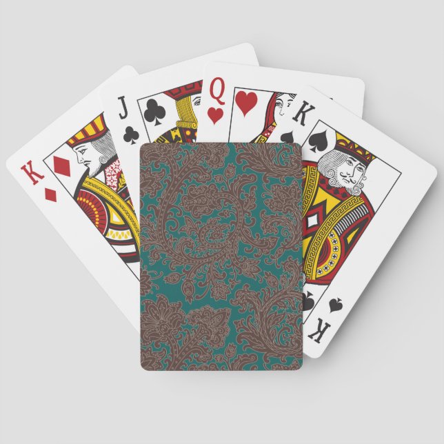 Brun Teal Ornamental Design Casinokort (Baksidan)