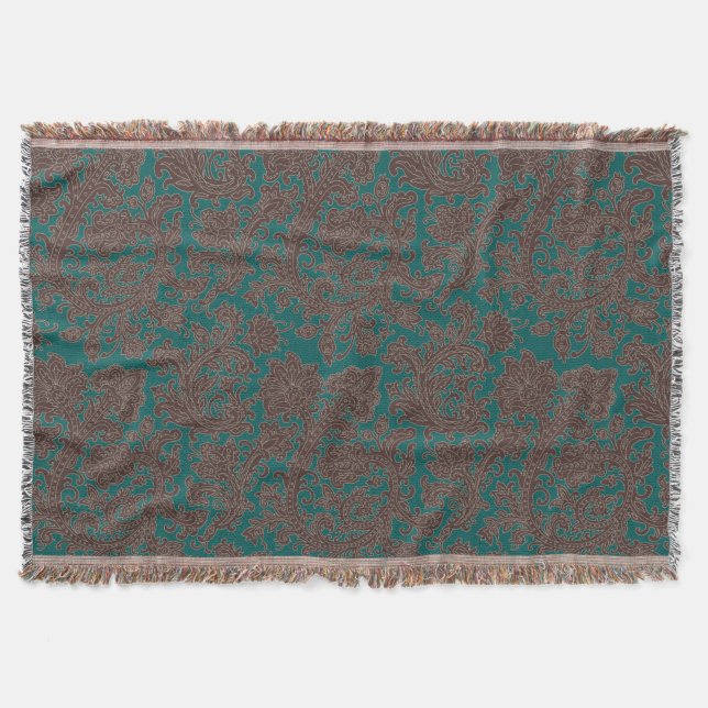 Brun Teal Ornamental Design Filt (Framsidan)