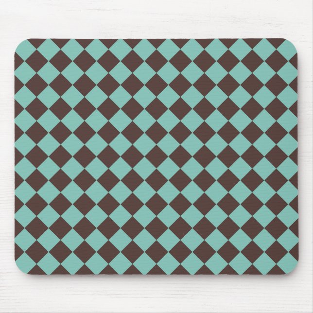 Brun Teal-rutigt diamantmönster  Musmatta (Framsidan)