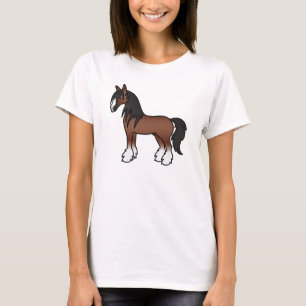 Brun Tecknad Romani Vanner Shire Clydesdale Häst T Shirt