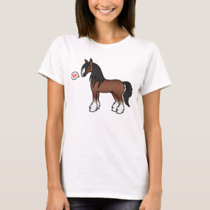 Brun Tecknad Romani Vanner Shire Clydesdale Kärlek Tee Shirt