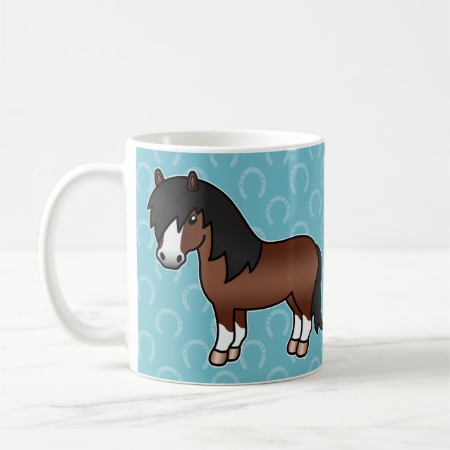 Brun Tecknad Shetlandsponny Kaffemugg (Vänster)
