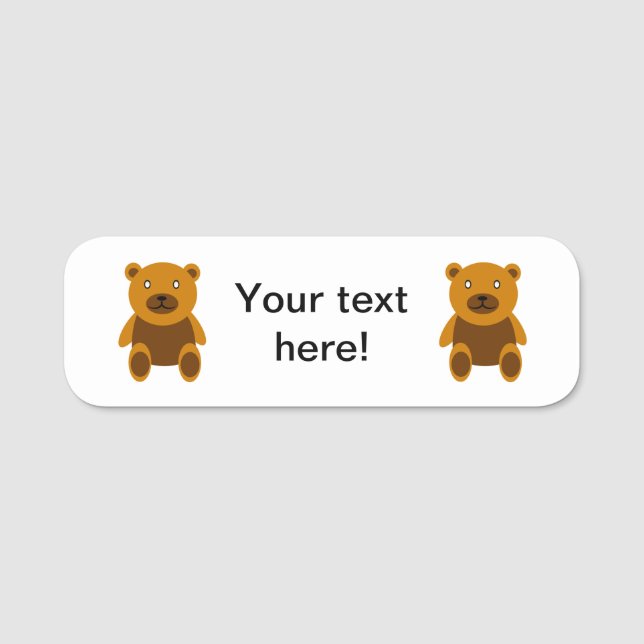 Brun teddybear clipart namnbricka (Framsida)