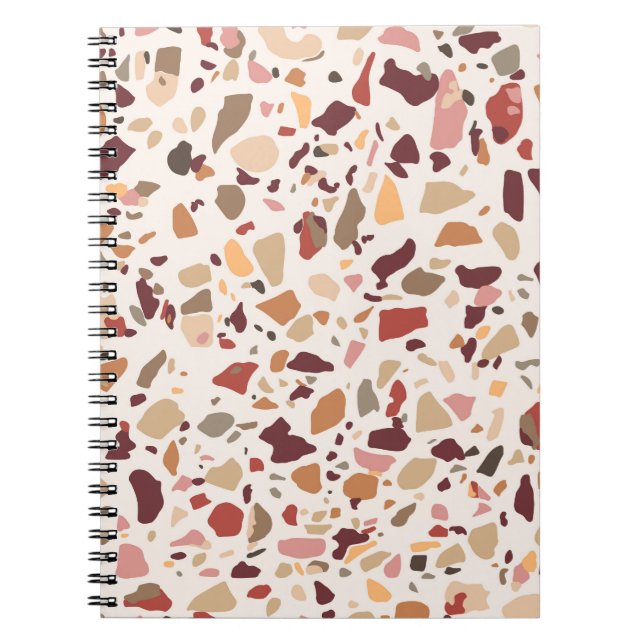 Brun terrazzo: vintage, trendig mönster. anteckningsbok (Framsidan)
