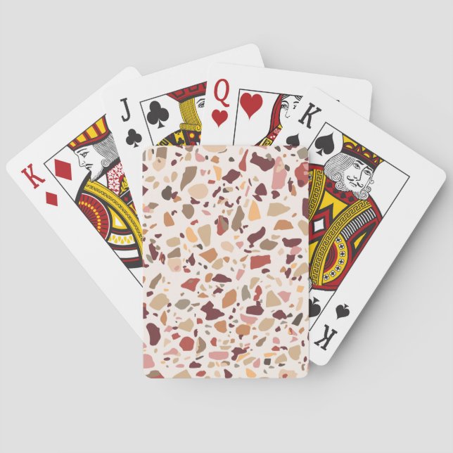 Brun terrazzo: vintage, trendig mönster. casinokort (Baksidan)