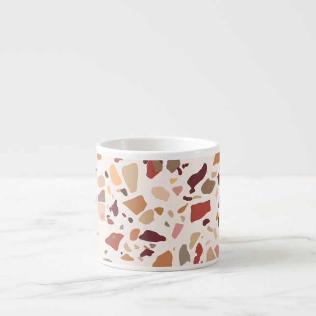 Brun terrazzo: vintage, trendig mönster. espressomugg (Framsidan)