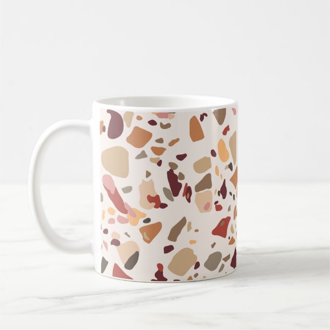 Brun terrazzo: vintage, trendig mönster. kaffemugg (Vänster)