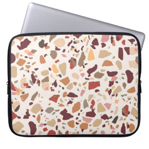 Brun terrazzo: vintage, trendig mönster. laptop fodral