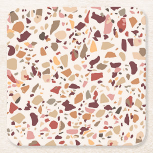 Brun terrazzo: vintage, trendig mönster. underlägg papper kvadrat