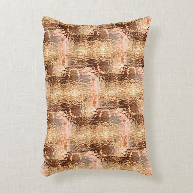 Brun till lax, lammerat böjt glas upprepat prydnadskudde (Framsidan(Vertikal))