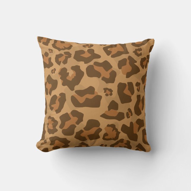 Brun tones leopard (mönster) kudde (Framsida)