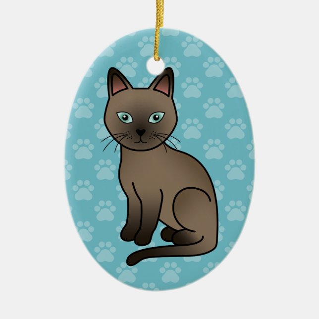 Brun Tonkinese Katt Julgransprydnad Keramik (Framsidan)