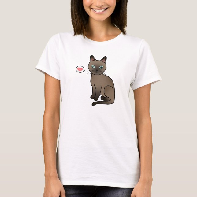 Brun Tonkinese Katt Kärlek T Shirt (Framsida)