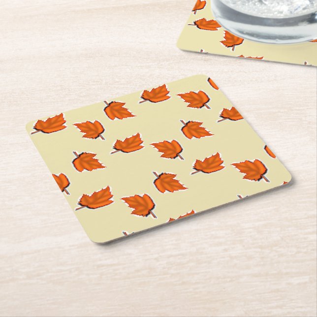 Brun torr löv mönster underlägg papper kvadrat (Vinklad)