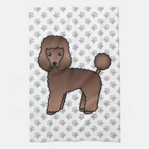 Brun Toy Poodle Söt Tecknad Hund Kökshandduk
