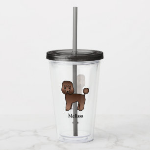 Brun Toy Poodle Söt Tecknad Hund & Namn Take Away Mugg