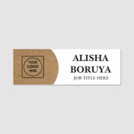 Brun Trä Logo Namn Titel Märke Namnskyltar Namnbricka