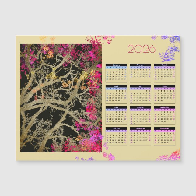 Brun träd  2026  magnetisk kalender (Framsida)